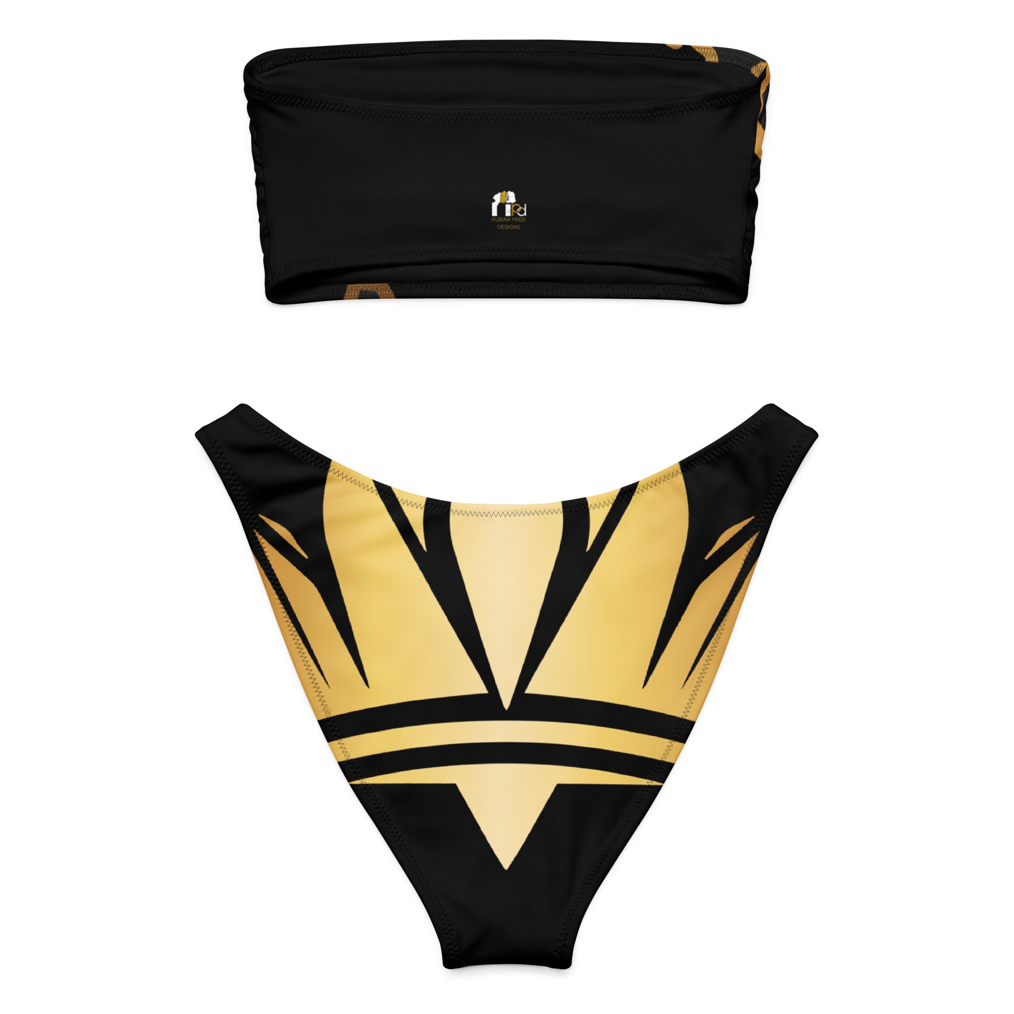 Black & Gold Africa Map Bandeau Bikini Set