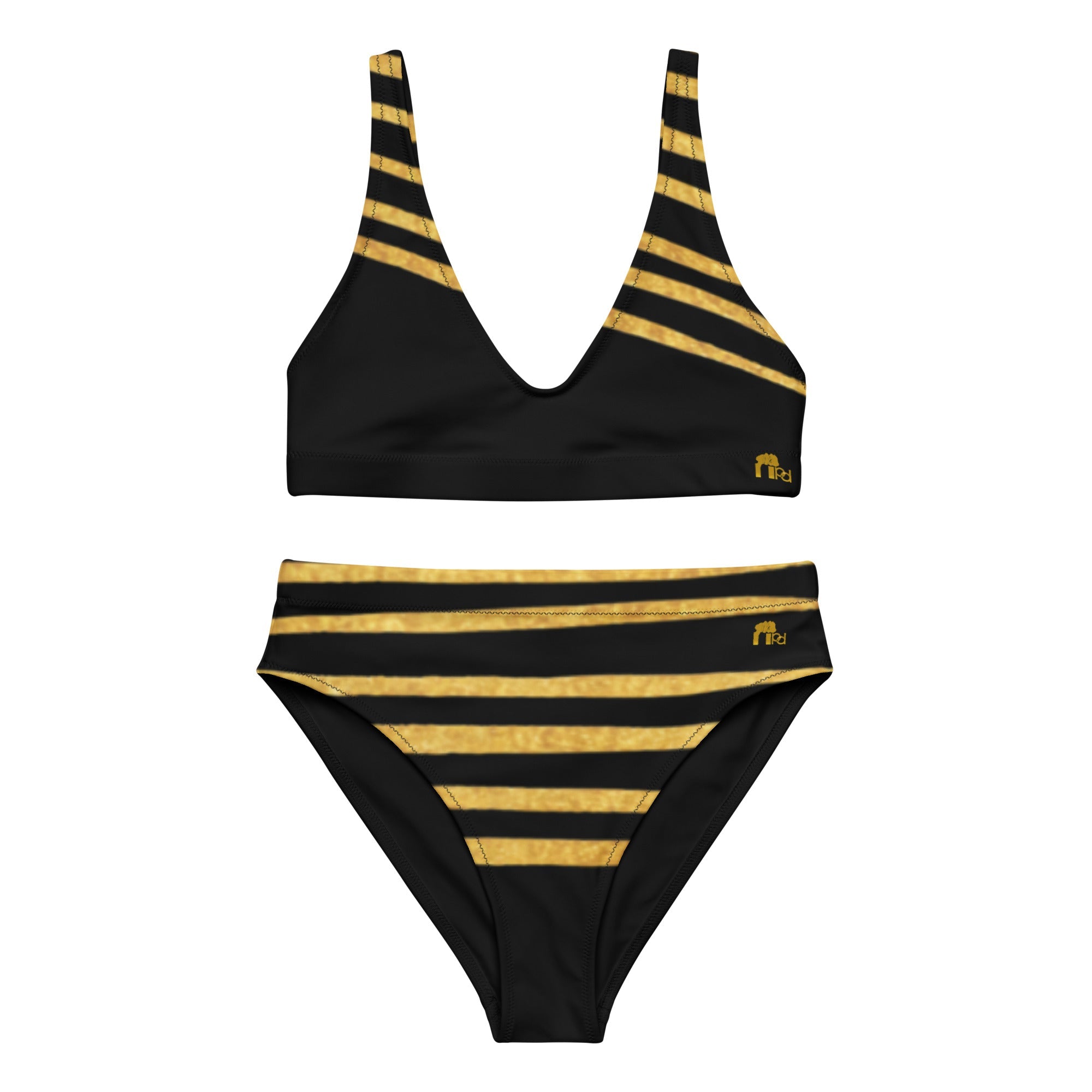 Obsidian Gold Recycled High-Waisted Bikini Set